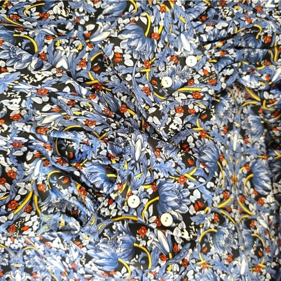 🇪🇦 Zara Blue Floral Paisley Long Sleeve Satin Blouse with Bow - Picture 12 of 16